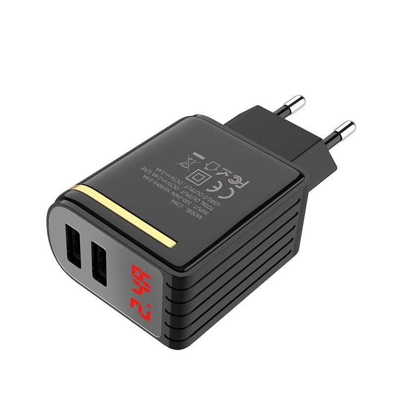 

СЗУ Hoco C39A с дисплеем (2USB 2.4A)для Зарядные устройства Черный (91958)