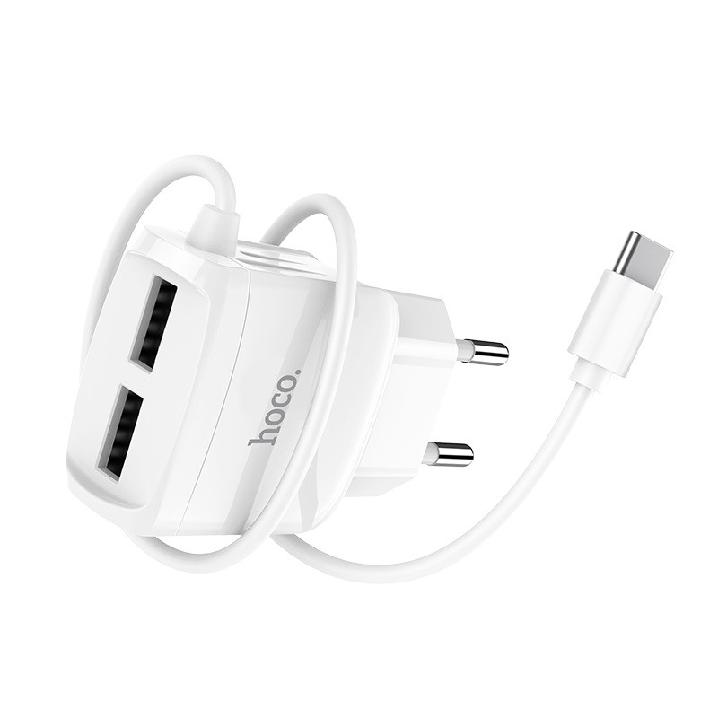 

МЗП Hoco C59A (2USB/2.4A) + Type-Cдля Зарядные устройства (Білий)