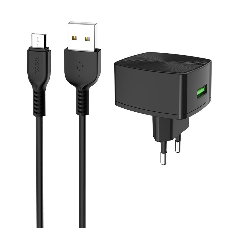 

МЗП Hoco C70A QC3.0 (1USB/3A) + microUSBдля Зарядные устройства (Чорний)