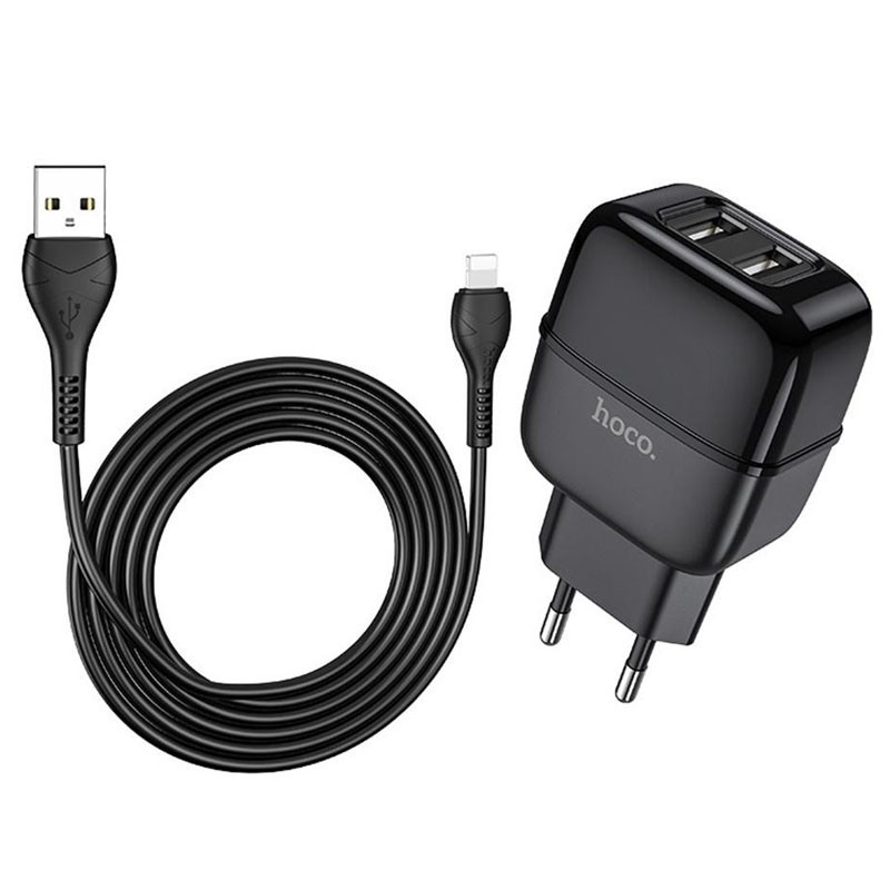 

СЗУ HOCO C73A (2USB/2.4A) + lightning (Черный)