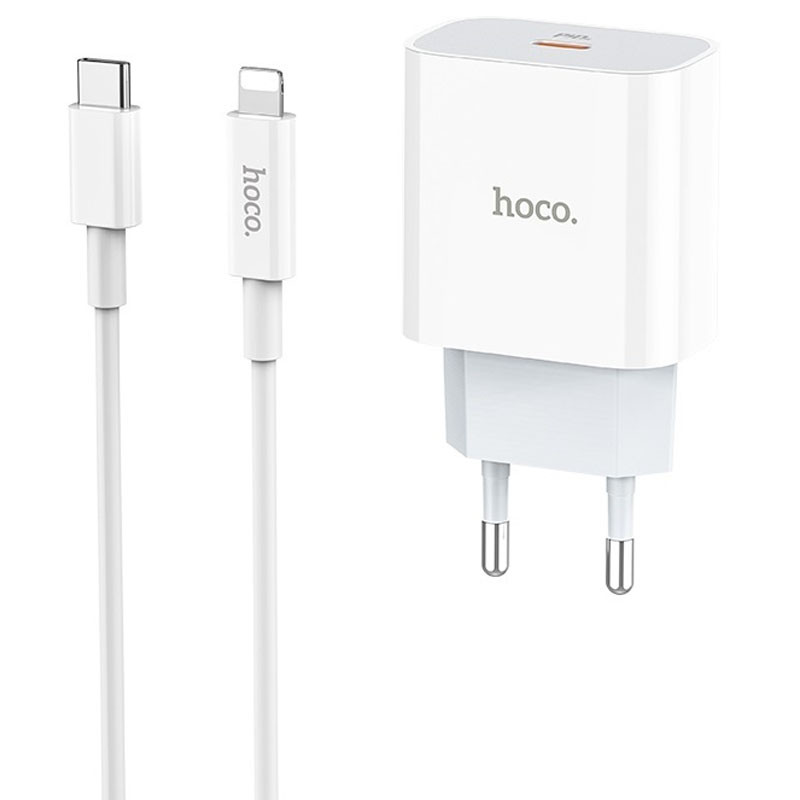 

СЗУ Hoco C76A (1USB/PD) + Type-C to lightningдля Зарядные устройства Белый (152152)