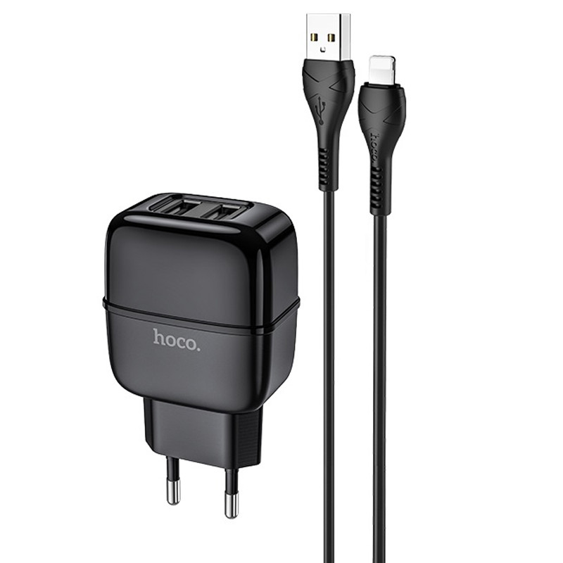 

МЗП Hoco C77A (2USB/2.4A) + Lightning (Чорний)