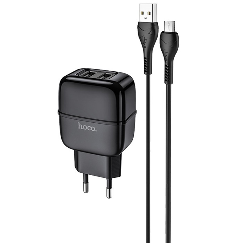 

СЗУ Hoco C77A (2USB/2.4A) + MicroUSBдля Зарядные устройства Черный (148376)