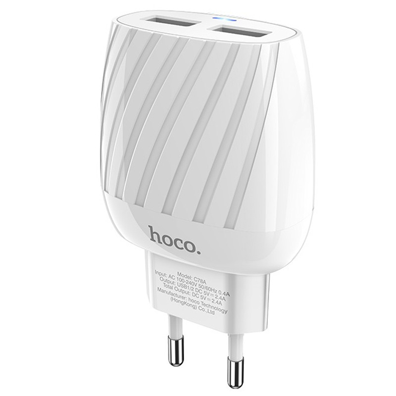 

МЗП Hoco C78A (2USB / 2.4A)для Зарядные устройства (Білий)