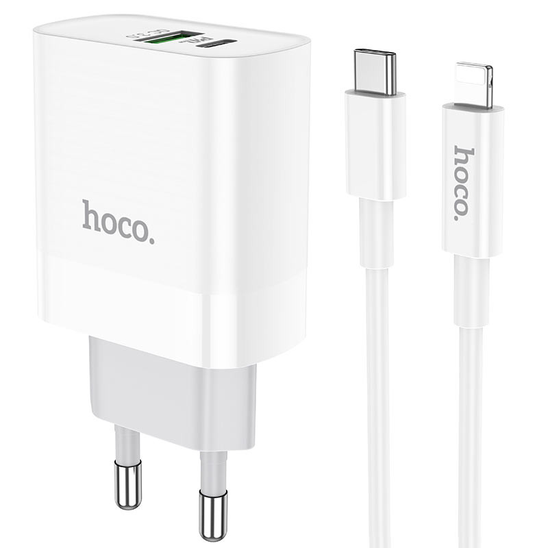 

СЗУ HOCO C80A Rapido PD20W+QC3.0 Type-C + USB + Type-C to Lightning cable (204775)