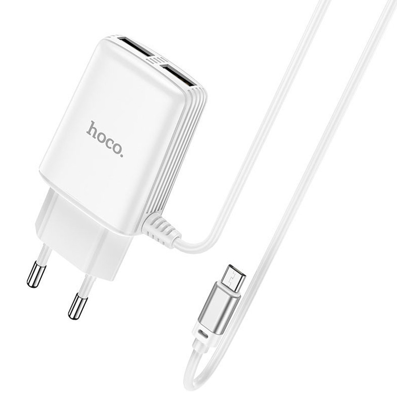 

СЗУ HOCO C82A Real power dual port cable charger (for MicroUSB) (EU)для Зарядные устройства Белый (152904)