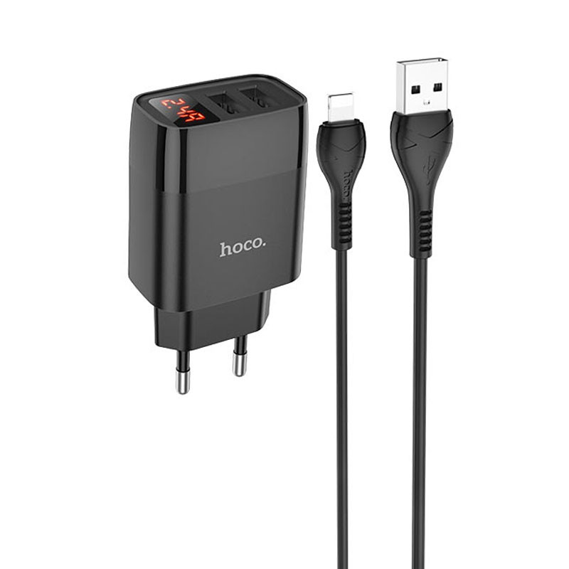 

СЗУ HOCO C86A (2USB/2.4A) + Lightning Черный (208705)