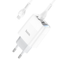 СЗУ Hoco C93A Easy charge 3-port digital display charger + MicroUSB
