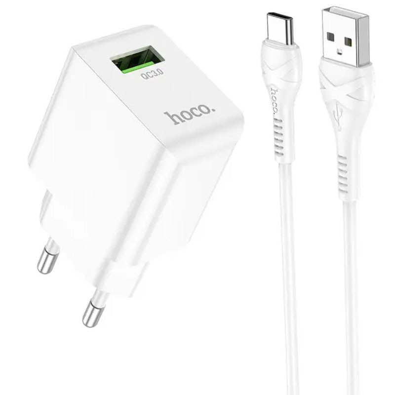 

СЗУ Hoco C98A QC3.0 (1USB/18W) + USB to Type-Cдля Зарядные устройства White (265240)