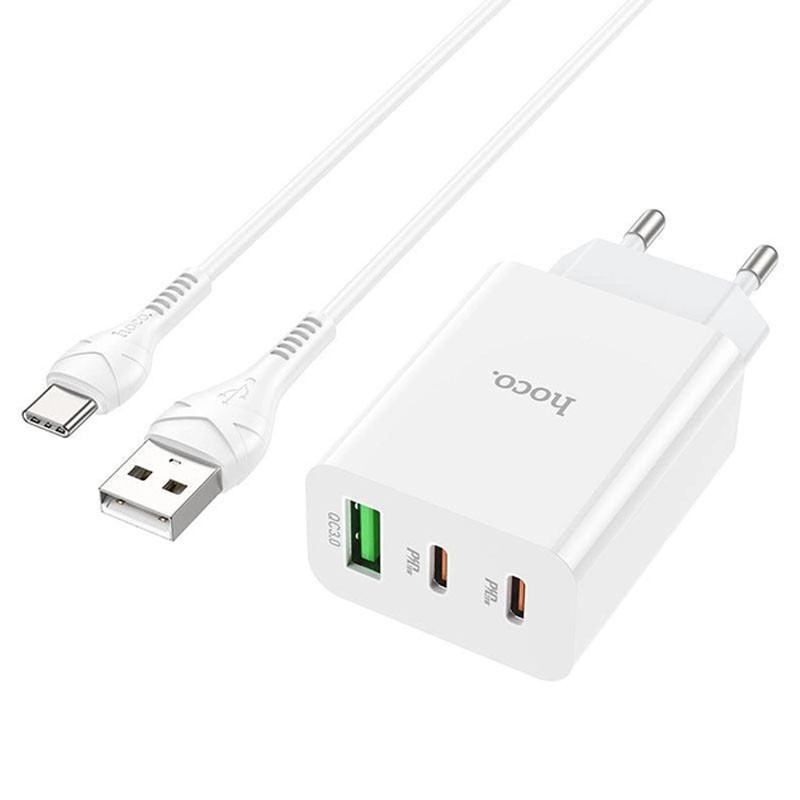 

СЗУ Hoco C99A PD20W+QC3.0 (1USB/2Type-C/3A) + USB to Type-C White (265244)