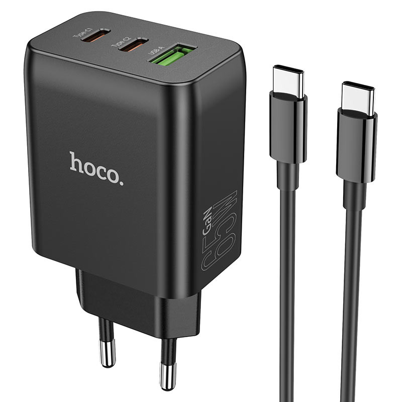 

СЗУ HOCO N18 Phenomenon 65W (2Type-C/1USB) + cable Type-C to Type-C Черный (211879)