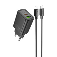 МЗП Hoco N63 Gentle PD30W+QC3.0 (1USB-A/1C) + кабель Type-C to Lightning