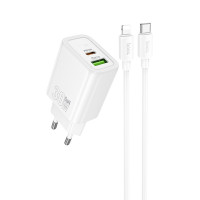 МЗП Hoco N63 Gentle PD30W+QC3.0 (1USB-A/1C) + кабель Type-C to Lightning