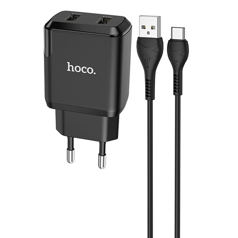 

МЗП HOCO N7 (2USB/2,1A) + USB - Type-Cдля Зарядные устройства (Чорний)