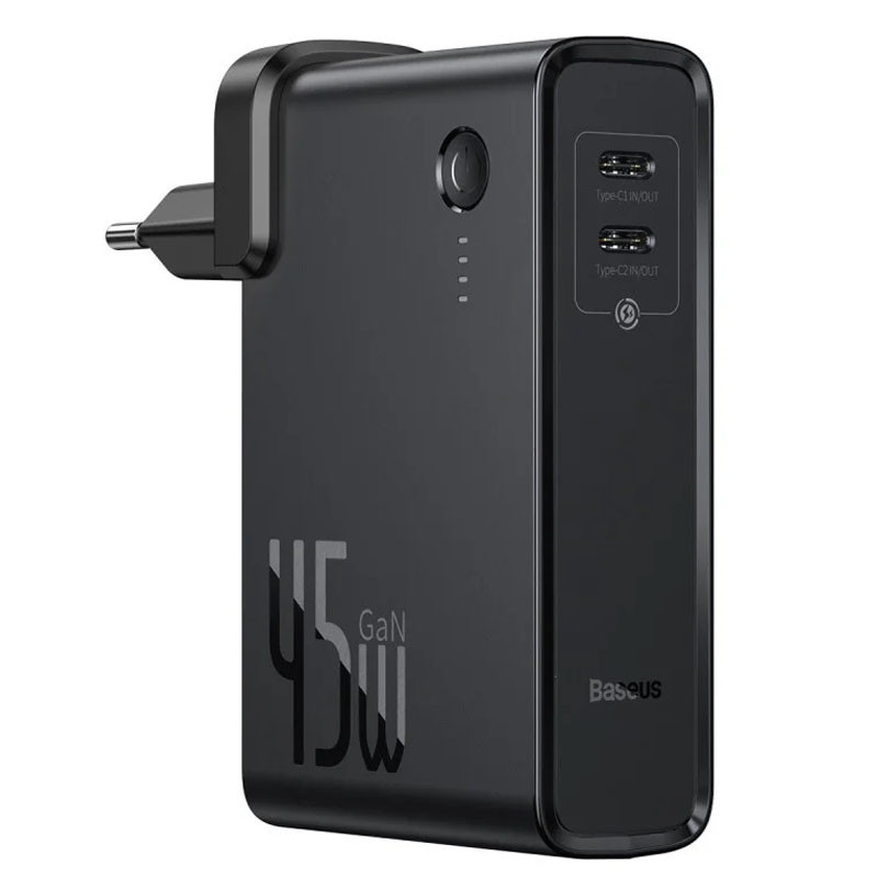

СЗУ + Power Bank 2in1 Baseus GaN QC (2 Type-C/ 45W) 10 000 mAh (PPNLD) Черный (186326)