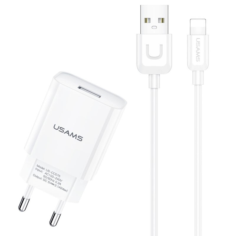 

СЗУ USAMS T21 Charger kit - T18 single USB + Uturn Lightning cableдля Зарядные устройства (188956)