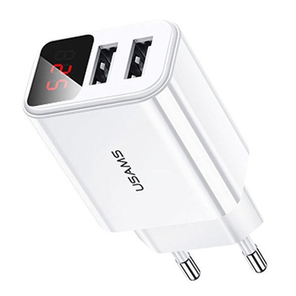 

СЗУ USAMS US-CC073 T17 с дисплеем (2USB)для Зарядные устройства Белый (107897)