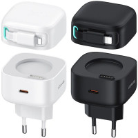 СЗУ Usams US-CC209 GaN With Lightning Magnetic Retractable Cable Module XMF Ser. 35W (2USB-C)