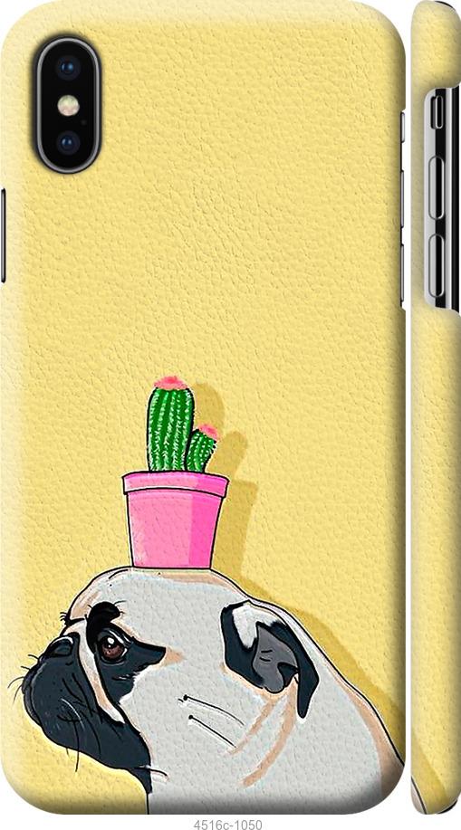 

Чохол на iPhone XS Мопс з кактусом