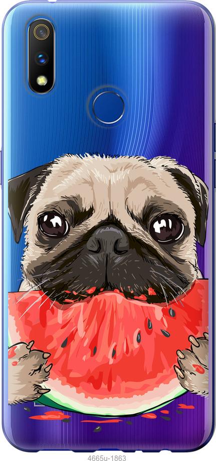 

Чехол на Realme 3 Pro Мопс и арбуз