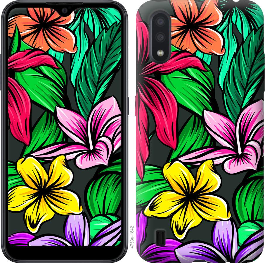 Чехол на Samsung Galaxy A01 A015F Тропические цветы 1