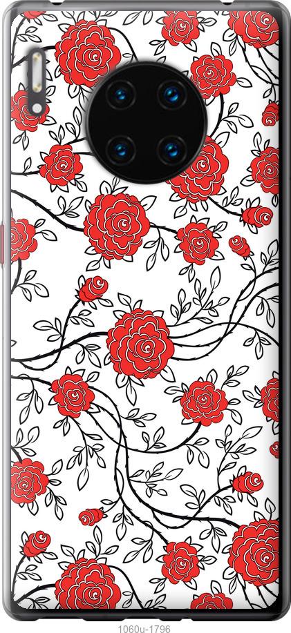 

Чехол на Huawei Mate 30 Pro Красные розы на белом фоне