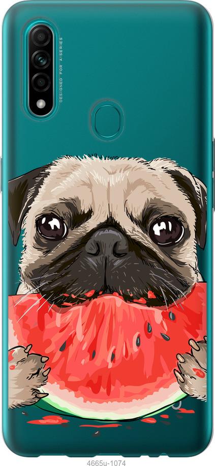 

Чехол на Oppo A31 Мопс и арбуз