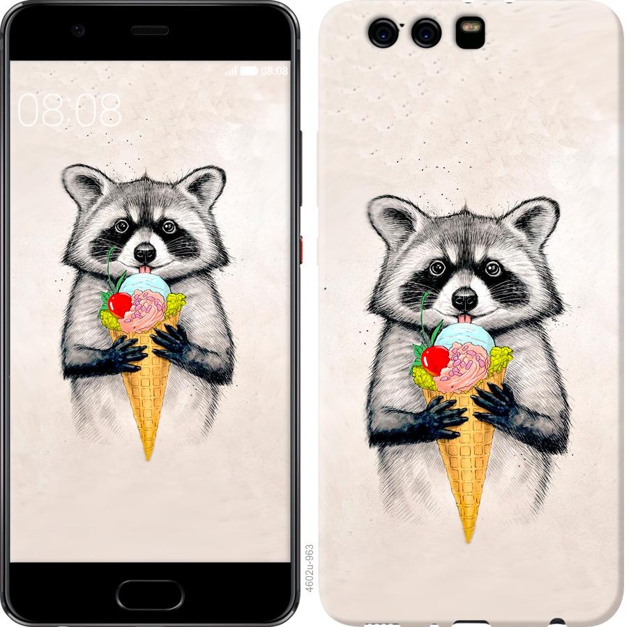 

Чохол на Huawei P10 Plus Єнот з морозивом