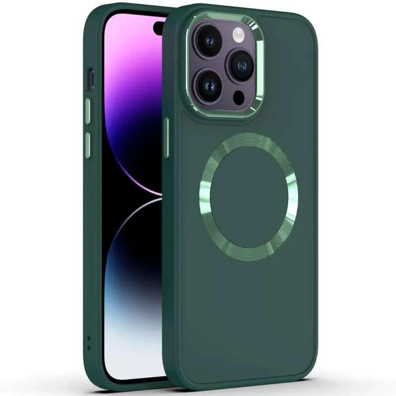 

TPU чехол Bonbon Metal Style with MagSafe для Apple iPhone 13 Pro Max (6.7") Зеленый / Army Green (251386)