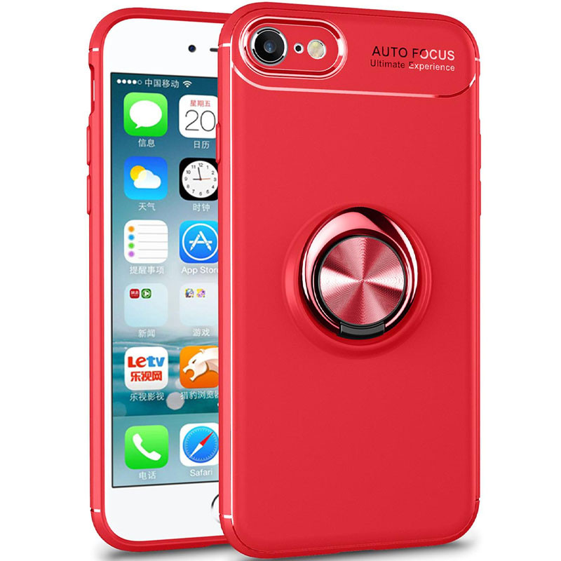 

TPU чохол Deen ColorRing під магнітний тримач (opp) для Apple iPhone 7 / 8 (4.7'') (Червоний / червоний)