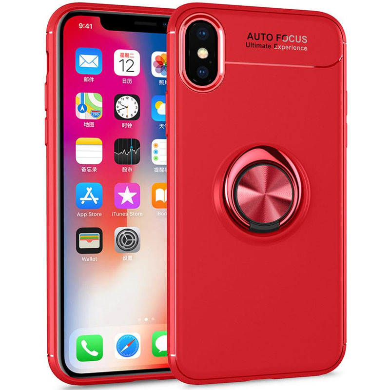 

TPU чехол Deen ColorRing под магнитный держатель (opp) для Apple iPhone X (5.8") Красный / Красный (161792)