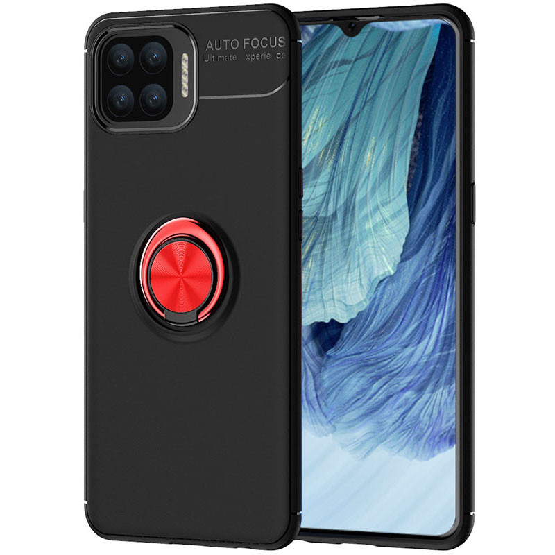 

TPU чохол Deen ColorRing під магнітний тримач (opp) для Oppo A93 (Чорний / червоний)