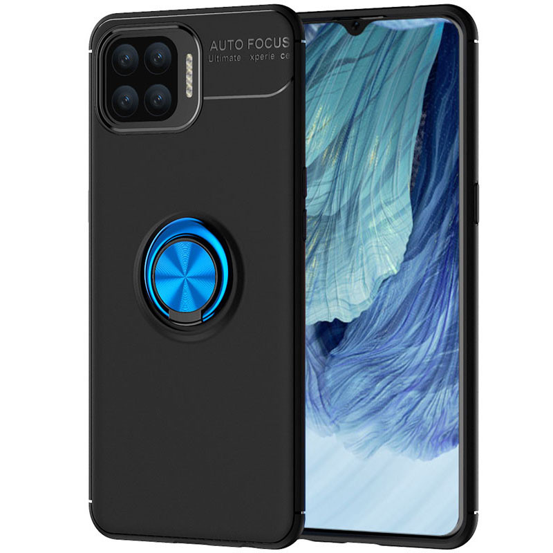 

TPU чохол Deen ColorRing під магнітний тримач (opp) для Oppo A93 (Чорний / синій)