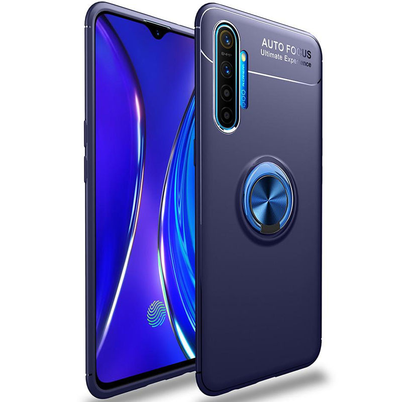 

TPU чехол Deen ColorRing под магнитный держатель (opp) для Realme XT Синий / Синий (153865)