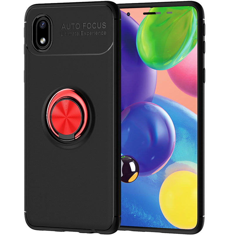 

TPU чехол Deen ColorRing под магнитный держатель (opp) для Samsung Galaxy M01 Core / A01 Core Черный / Красный (146988)