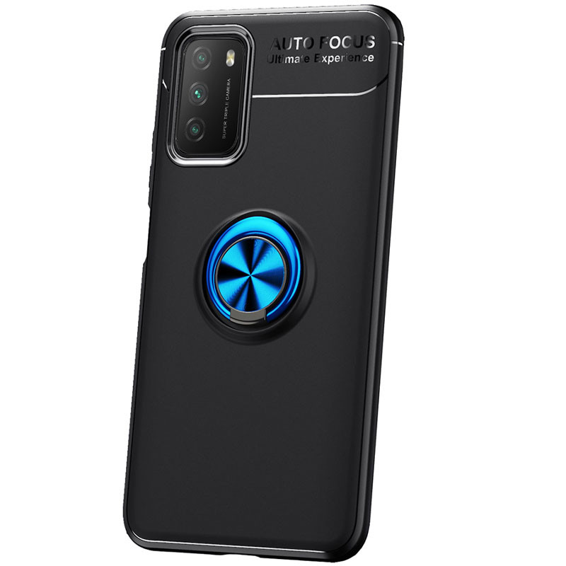 

TPU чехол Deen ColorRing под магнитный держатель (opp) для Xiaomi Poco M3 Черный / Синий (164864)