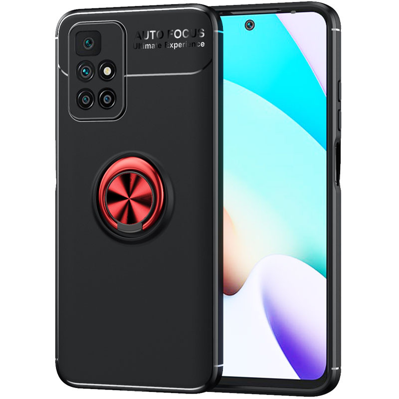 

TPU чохол Deen ColorRing під магнітний тримач (opp) для Xiaomi Redmi 10 (Чорний / червоний)
