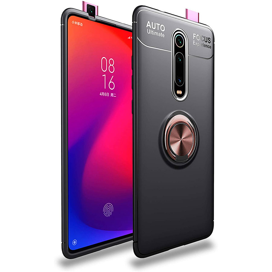 

TPU чохол Deen ColorRing під магнітний тримач (opp) для Xiaomi Mi 9T Pro (Чорний / Rose Gold)