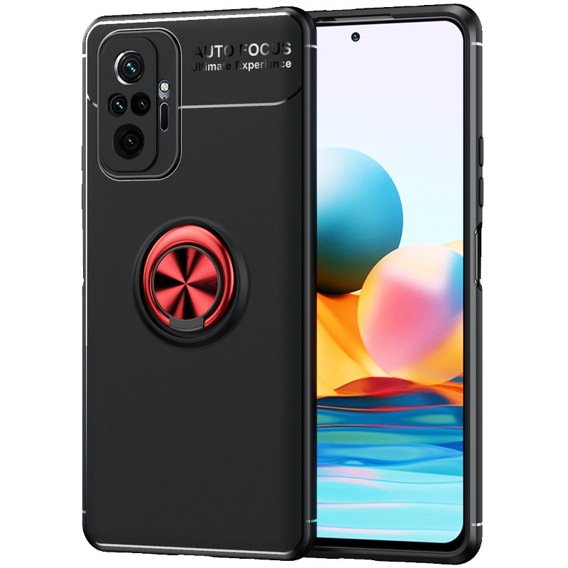 

TPU чехол Deen ColorRing под магнитный держатель (opp) для Xiaomi Redmi Note 10 Pro / 10 Pro Max Черный / Красный (179766)