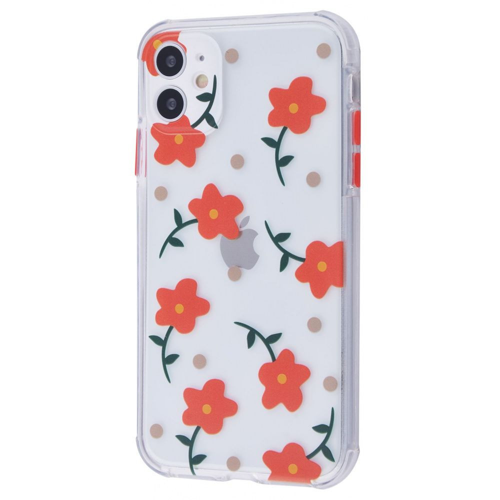 

TPU чохол Flowers Colourful для Apple iPhone 11 (6.1") (Прозорий/Красные цветы)