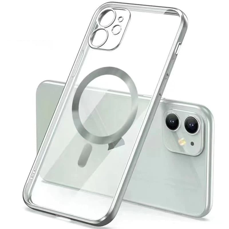 

TPU чохол Glossy Plating with Magnetic Safe для Apple iPhone 12 Pro (Срібний)