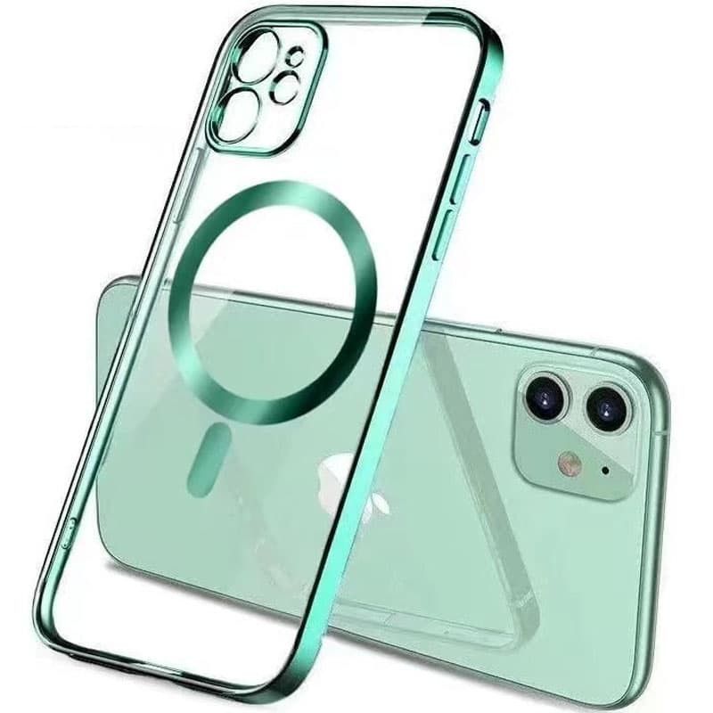 

TPU чехол Glossy Plating with Magnetic Safe для Apple iPhone 12 (6.1") Зеленый (205263)