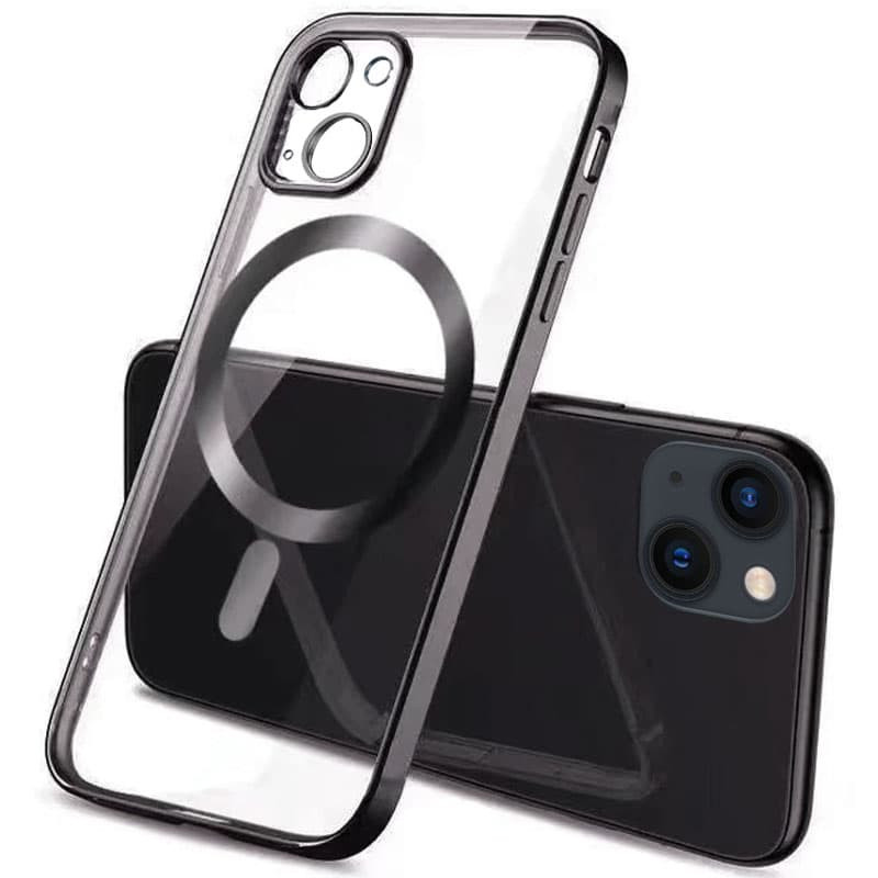 

TPU чохол Glossy Plating with Magnetic Safe для Apple iPhone 13 mini (5.4") (Чорний)