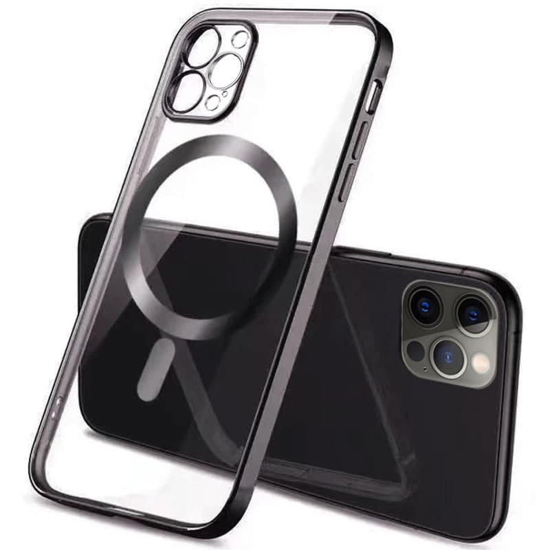 

TPU чохол Glossy Plating with Magnetic Safe для Apple iPhone 13 Pro Max (6.7") (Чорний)