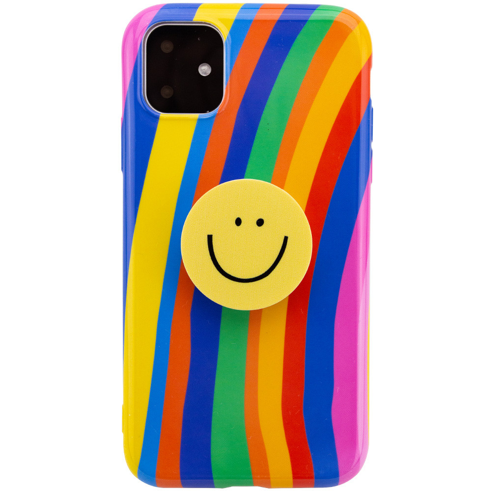 

TPU чохол Rainbow з тримачем для телефона (набір) для Apple iPhone 11 (6.1")