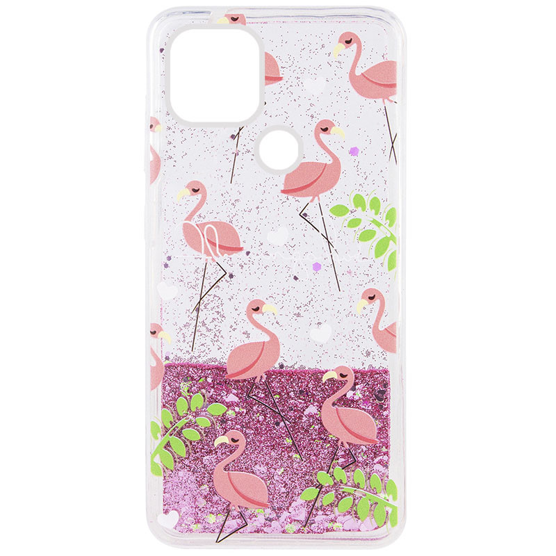 

TPU чехол с переливающимися блестками для Oppo A15s / A15 Фламинго (169271)