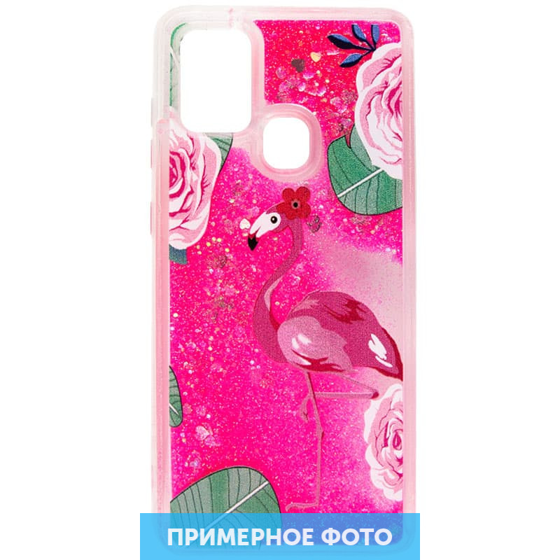 

TPU чохол з блискітками, якi переливаються для Samsung Galaxy A21s (Фламінго / Розы)