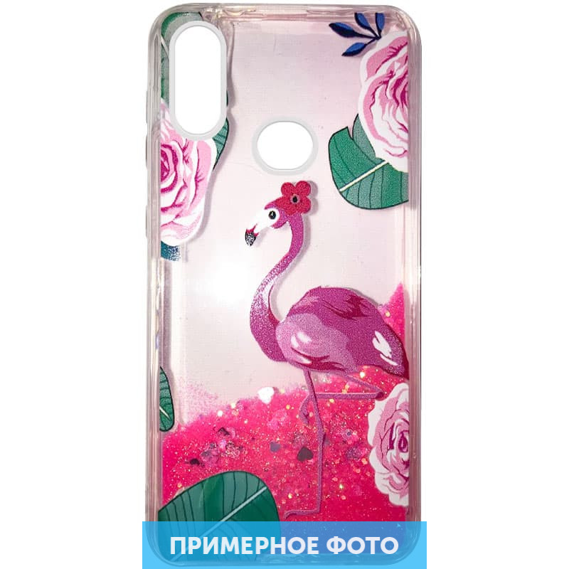 

TPU чехол с переливающимися блестками для Xiaomi Redmi 7A Фламинго / Розы (202551)