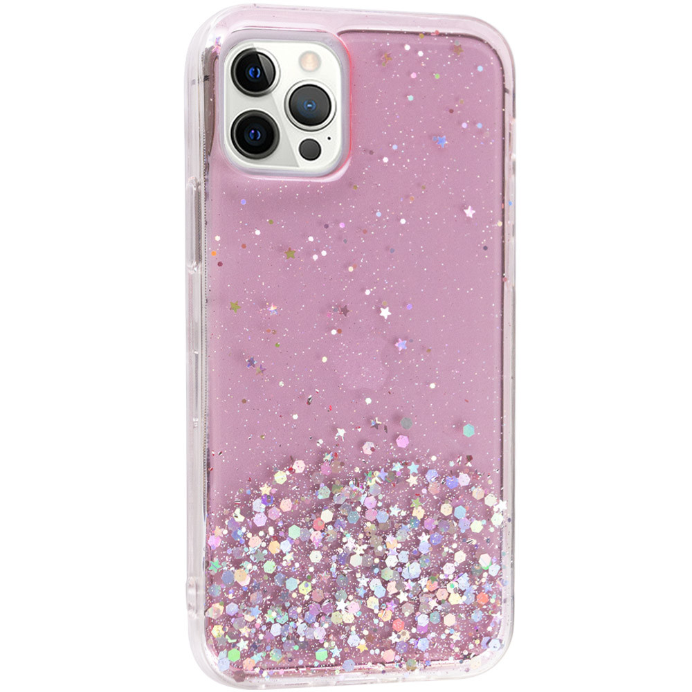

TPU чохол Star Glitter для Apple iPhone 12 Pro Max (Прозорий / рожевий)