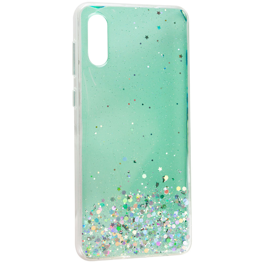 

TPU чехол Star Glitter для Samsung Galaxy A02 Прозрачный / Мятный (167420)